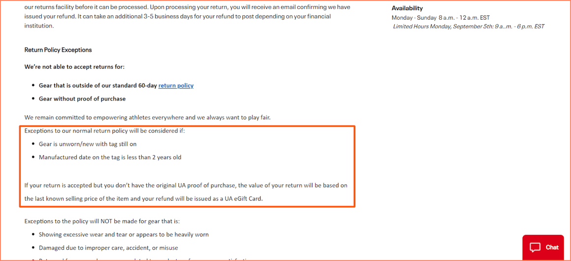 Ecommerce Returns Management policy