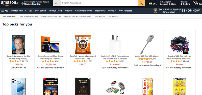 amazon recommendations